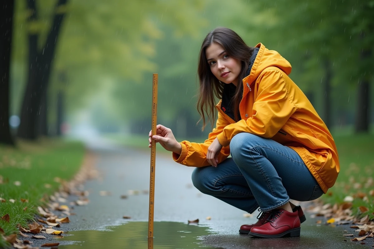 Jeune femme mesurant l